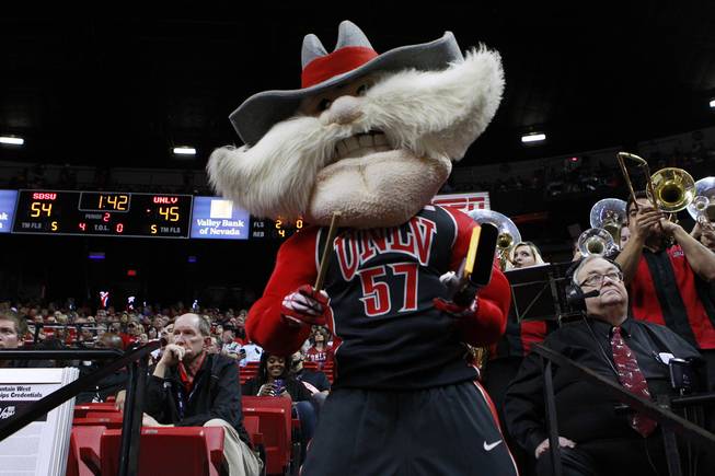 Hey Reb performs during UNLV's Mountain West Conference semifinal game against San Diego State Friday, March 14, 2014 at the Thomas & Mack Center. The #8 ranked San Diego State Aztecs won 59-51 to advance to the finals.
