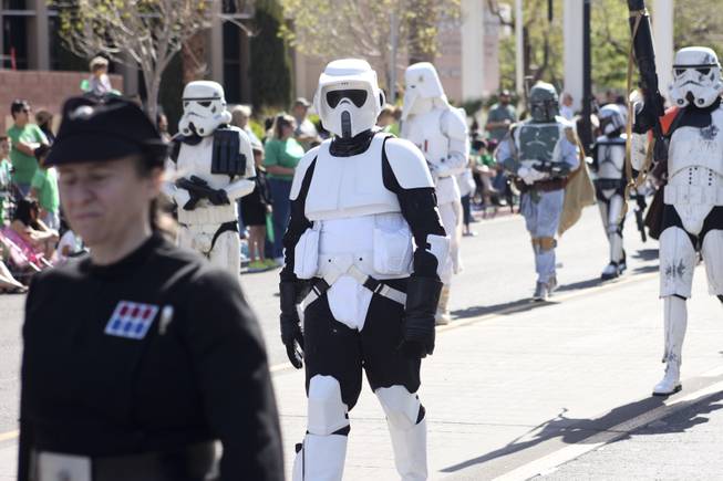 Members of the 501st Chapter of the Neon City Garrison dressed as Star Wars characters for the annual St. Patrick's Day parade in Henderson Saturday, March 15, 2014.