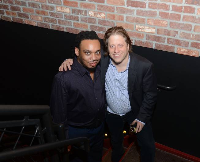 Mark Kelley, bass player for The Roots, and Brooklyn Bowl owner Peter Shapiro at Brooklyn Bowl on Saturday, March 15, 2014, in the Linq.