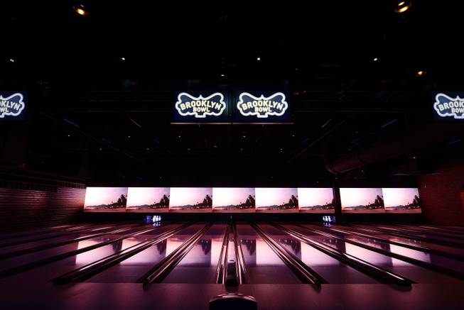 Bowling lanes at Brooklyn Bowl on Saturday, March 15, 2014, in the Linq.