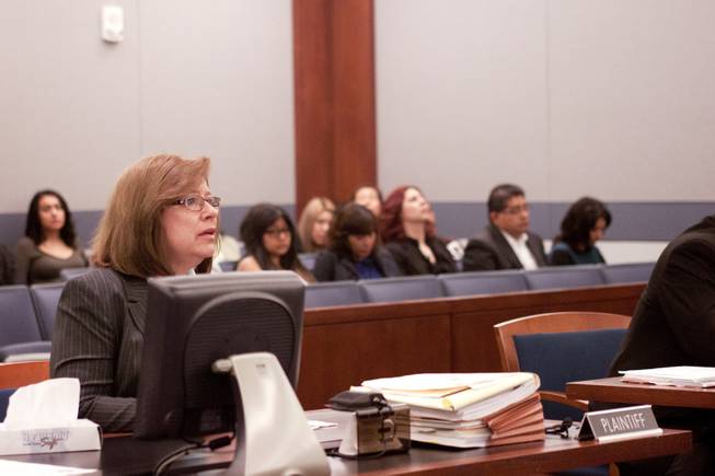 Marie Ricci, mother of victim Anne-Marie Ricci, who was hit by driver Cristian Diaz while walking with her boyfriend and sustained significant injuries, addresses District Court Judge Jerome Tao during Cristian Diaz' sentencing hearing Monday, March 17, 2014. Diaz, 20, pleaded guilty last year to two counts of driving while under the influence of a controlled substance causing death and substantial bodily harm.