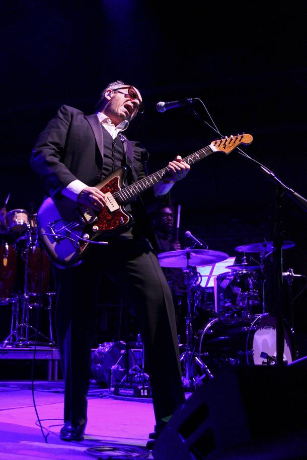 Elvis Costello performs with The Roots at the Brooklyn Bowl at the Linq Sunday, March 16, 2014.