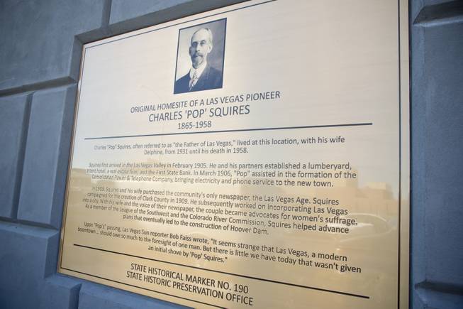 A plaque dedicated to Charles 'Pop' Squired at the Robert Eglet Advocacy Center Wednesday, March 19, 2014.