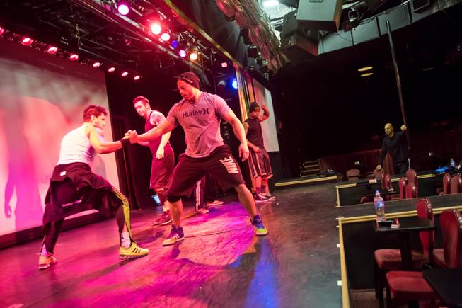 A behind-the-scenes look at rehearsals for "Men The Experience" at the Riviera Hotel and Casino Thursday, March 20, 2014.