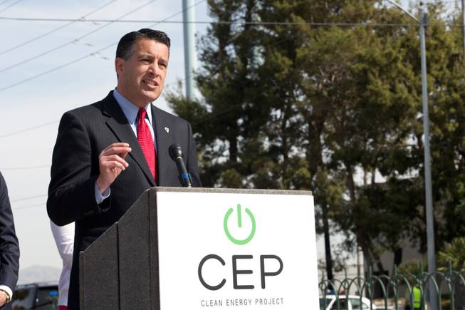 Governer Brian Sandoval speaks to the press regarding clean energy investment in Nevada Thursday, March 20, 2014.