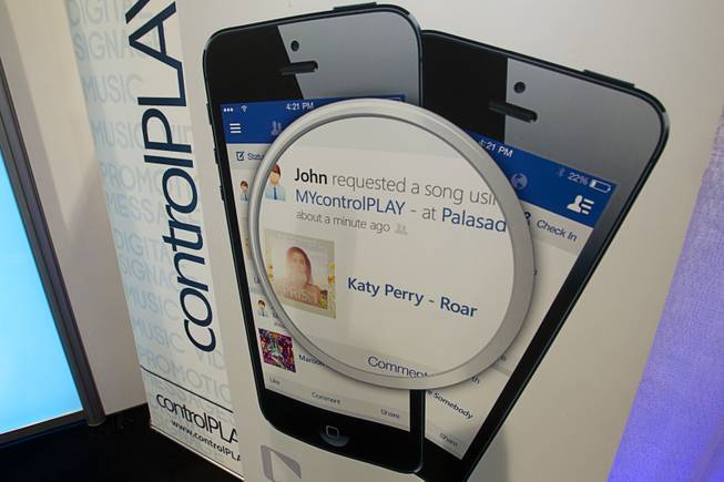 A display at the ControlPLAY booth during the Nightclub & Bar Convention and Trade Show at the Las Vegas Convention Center Wednesday March 26, 2014. ControlPLAY is a music, music-Video and digital signage service for bars and restaurants.