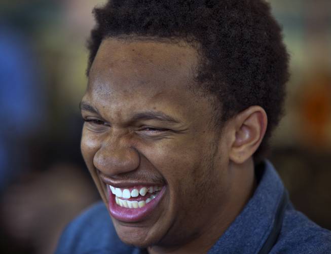 Findlay Prep guard Rashad Vaughn laughs with teammates while dining at a local McDonald's as he is honored for being selected as a McDonald's All-American on Thursday, March 27, 2014.