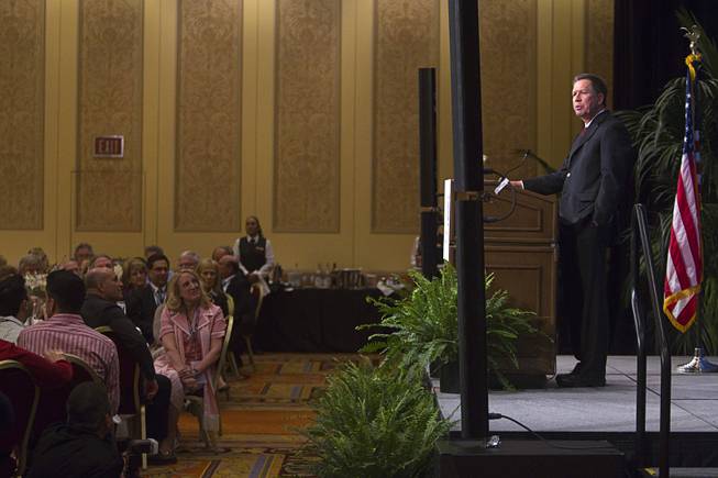 Ohio Governor John Kasich speaks at a luncheon during the Republican Jewish Coalition Spring Leadership Meeting at the Venetian Saturday, March 29, 2014.