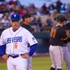 Las Vegas 51s manager Wally Backman waits for his team to take the field during the 51's season opener against the Fresno Grizzlies Thursday, April 3, 2014.