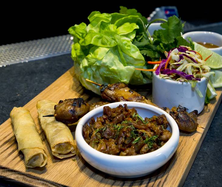 The Ultimate Asian Chicken Wraps on the menu at Guy Fieri's Vegas Kitchen & Bar set to open later this month on Friday, April 4, 2014.