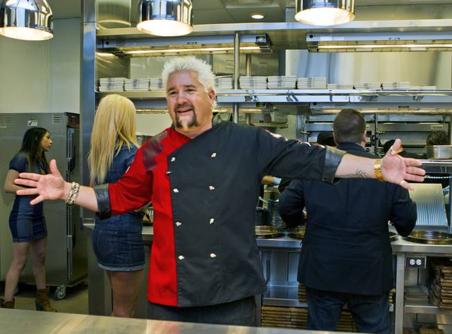 Guy Fieri shows off his new kitchen within his restaurant Guy Fieri's Vegas Kitchen & Bar, at the Quad.