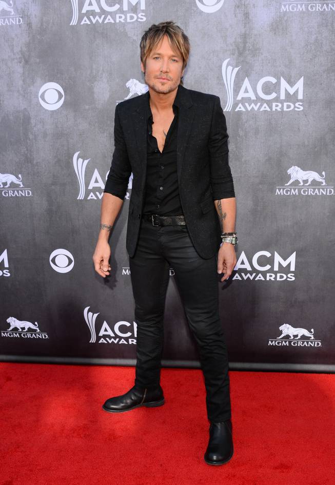 Keith Urban arrives at the 49th Annual Academy of Country Music Awards at MGM Grand Garden Arena on Sunday, April 6, 2014, in Las Vegas.