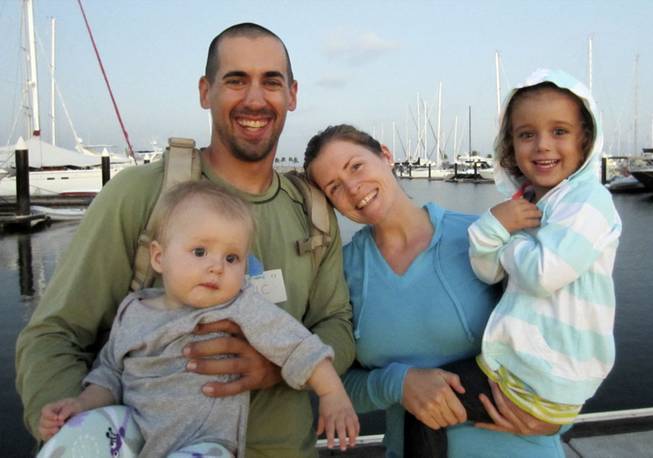 Eric and Charlotte Kaufman with their daughters, Lyra, 1, and Cora, 3. Rescuers have stabilized the condition of Lyra, found with her family on a crippled sailboat hundreds of miles off the coast of Mexico when a U.S. Navy warship was headed toward the vessel, officials said. Their boat, the 36-foot Rebel Heart, was about 900 nautical miles southwest of Cabo San Lucas when they sent a satellite call for help to the U.S. Coast Guard on Thursday morning saying their 1-year-old girl aboard was ill.