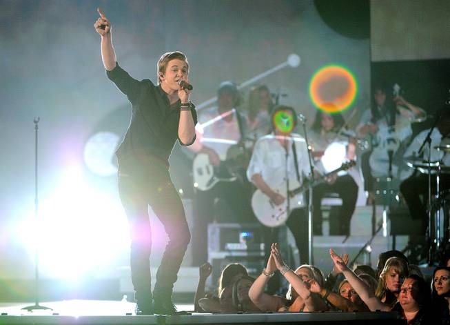 Hunter Hayes performs on stage at the 49th annual Academy of Country Music Awards at the MGM Grand Garden Arena on Sunday, April 6, 2014, in Las Vegas. 