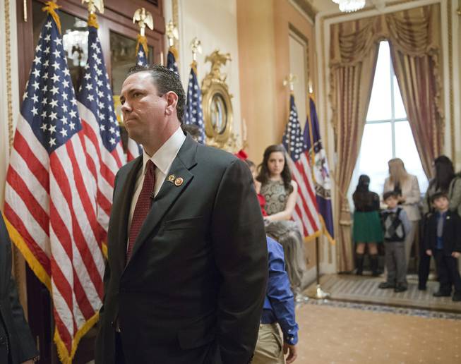 This photo taken Thursday, Nov. 21, 2013, shows then-newly elected Rep. Vance McAllister, R-La., waiting to be sworn in on Capitol Hill in Washington. 