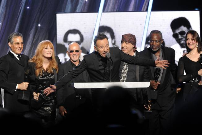 Bruce Springsteen speaks at the 2014 Rock and Roll Hall of Fame Induction Ceremony on Thursday, April, 10, 2014 in New York. 