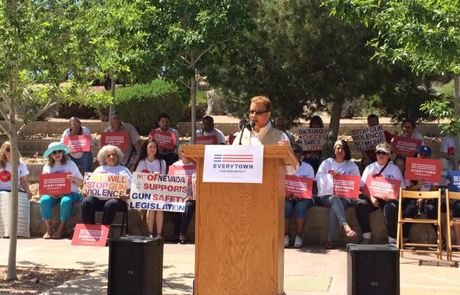 State Sen. Pat Spearman, D-North Las Vegas, talks about her two brothers who were shot and killed trying to break up a fight. Her comments came during an Everytown For Gun Safety rally at the Grant Sawyer State Office Building on Wednesday, April 16, 2014.