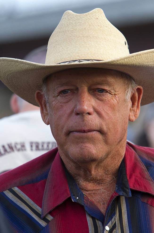 Rancher Cliven Bundy is shown during a Bundy family "Patriot Party" near Bunkerville Friday, April 18, 2014. The family organized the party to thank people who supported Bundy in his dispute with the Bureau of Land Management.