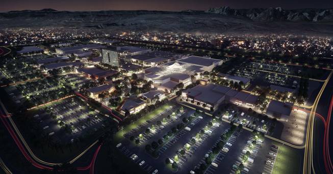 A night aerial rendering of the Shops at Summerlin. Howard Hughes Corp. on Wednesday, April 23, 2014, announced plans to build an apartment complex adjacent to the under-construction shopping center.