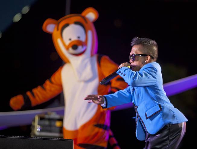 Little Psy entertains the crowd during the Third Annual Las Vegas Foodie Fest across from the Luxor Hotel on Thursday, April 24, 2014.