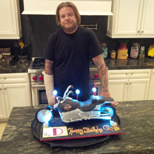 Corey Harrison and his 31st birthday cake from the D Las Vegas.