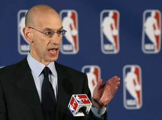 NBA Commissioner Adam Silver addresses the media during a news conference in New York, Tuesday, April 29, 2014. 