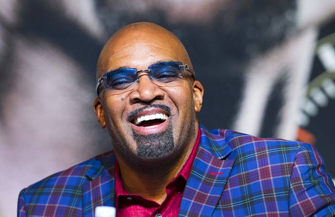 Leonard Ellerbe, CEO of Mayweather Promotions, laughs during a news conference for undercard boxers at the MGM Grand Thursday, May 1, 2014.