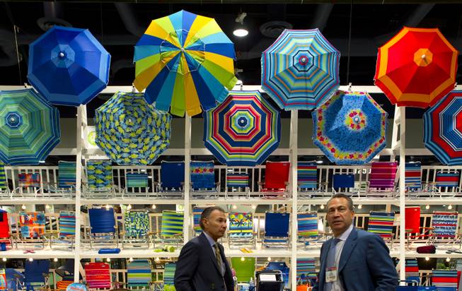 Rio Brands features very colorful, casual furniture on display at the National Hardware Show 2014 in the Las Vegas Convention Center on Wednesday, May 7, 2014.   L.E. Baskow