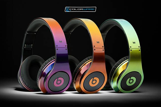 ColorWare Custom Illusion Beats by Dr. Dre Headphones. Headphones come in three iridescent colors ranging from blue to red, red to gold and gold to silver. 