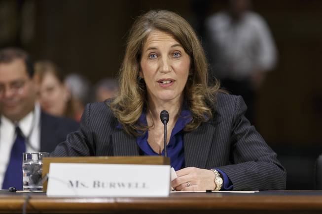 Sylvia Mathews Burwell, President Barack Obama’s nominee to become secretary of Health and Human Services, appears before the Senate Health, Education, Labor and Pensions Committee for her confirmation hearing, on Capitol Hill in Washington, Thursday, May 8, 2014.