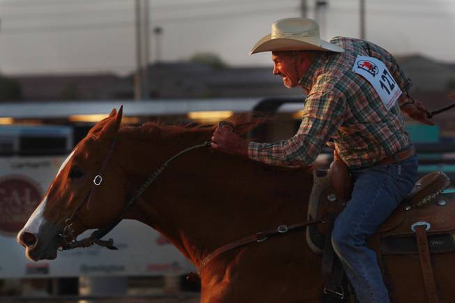 Steve Guidry competes in pole bending during the Bighorn Rodeo Saturday, May 10, 2014. The Bighorn Rodeo is an annual event put on by the Nevada Gay Rodeo Association.