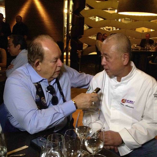 Nobu Matsuhisa, right, with Robin Leach, hosts a Master Series Dinner for 2014 Vegas Uncork’d on Thursday, May 8, 2014, at his Nobu in Caesars Palace.
