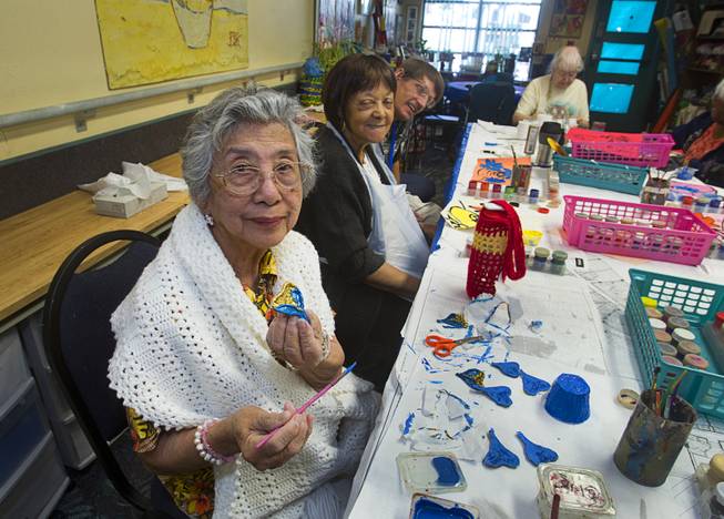 Marcelina Martin works on an art project at the Nevada Senior Services Adult Day Care Center of Las Vegas, 901 N. Jones Blvd., Wednesday, May 14, 2014.