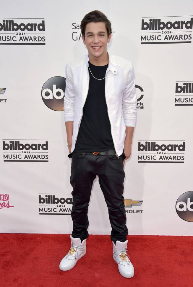 Austin Mahone arrives at the 2014 Billboard Music Awards at MGM Grand Garden Arena on Sunday, May 18, 2014, in Las Vegas.