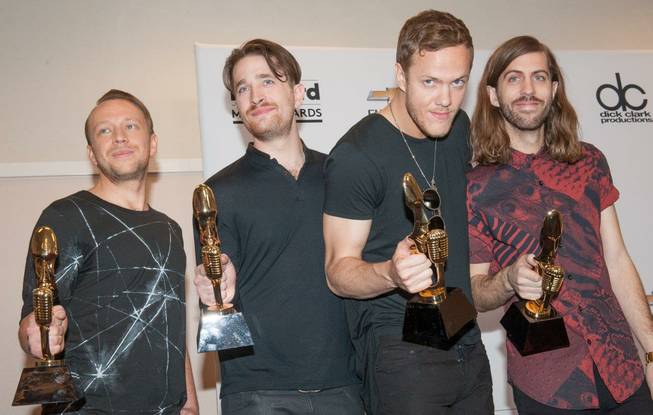 Imagine Dragons backstage in the media room of the 2014 ...