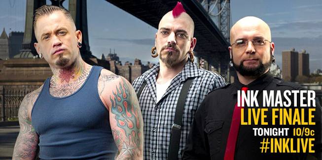 Scott Marshall, Matt Hixson and Walter Frank of Las Vegas are competing in the Season 4 finale of “Ink Master” on Spike TV on Tuesday, May 20, 2014.