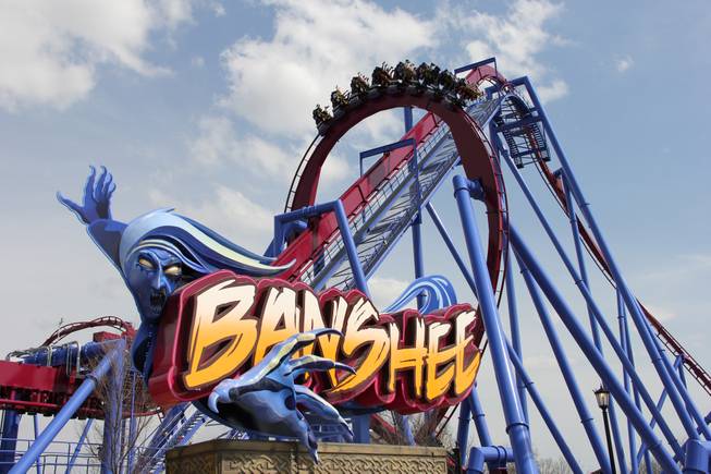 This undated image provided by Kings Island amusement park in Kings Island, Ohio, near Cincinnati, shows the recently opened Banshee roller coaster. It’s named for a wailing mythological messenger from the underworld and includes a 167-foot lift hill and a 150-foot curved first drop.