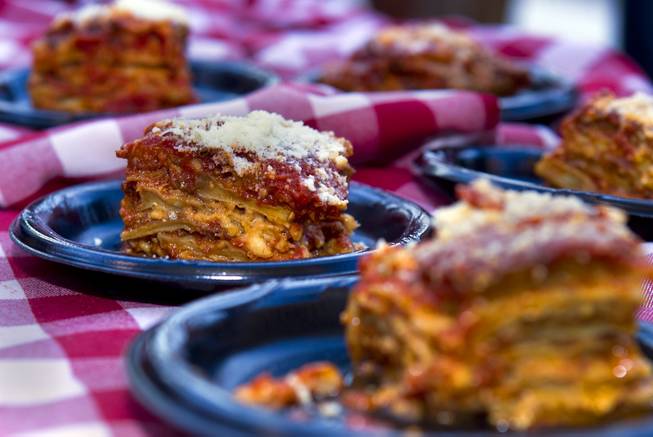 Carmine's serves an eggplant lasagna during the Epicurean Affair presented by the Nevada Restaurant Association at the Palazzo on Thursday, May 22, 2014.