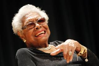 Maya Angelou answers questions at her portrait unveiling at the Smithsonian's National Portrait Gallery on Saturday, April 5, 2014 in Washington, DC. 
