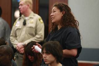 Shavon Aguilar appears in court for her arraignment on charges of the attempted murder of her 11-year-old son Thursday, May 29, 2014. Aguilar is also known as Shavon Carrillo.