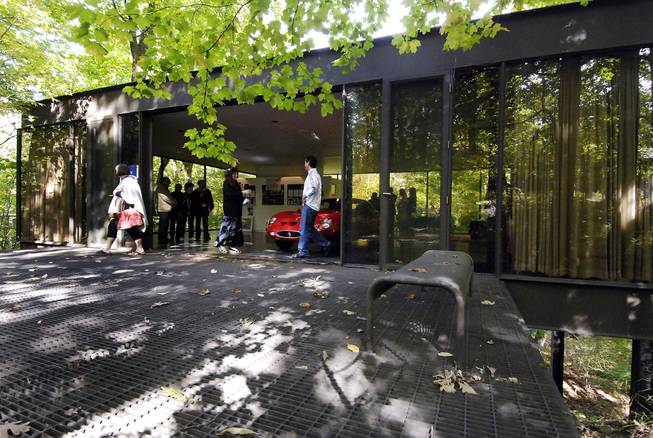 This Oct. 4, 2009, photo shows visitors touring the pavilion in the back of the modernist home in Highland Park, Ill., that was featured in "Ferris Bueller's Day Off." 