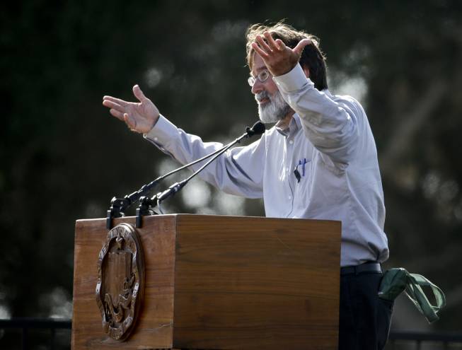 Richard Martinez talks about his son Christopher Michael-Martineza during a memorial service for the victims and families of Friday's rampage at Harder Stadium on the campus of University of California, Santa Barbara on Tuesday, May 27, 2014, in the Isla Vista area near Goleta, Calif.