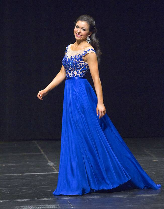 Amy Smith competes during the Miss Nevada Outstanding Teen at the Miss Nevada and Miss Nevada Outstanding Teen Pageant at the Las Vegas Academy Theater Sunday, June 1, 2014. Amy Smith was crowned 2014 Nevada Outstanding Teen. Her sister Ellie Smith was crowned 2014 Miss Nevada.