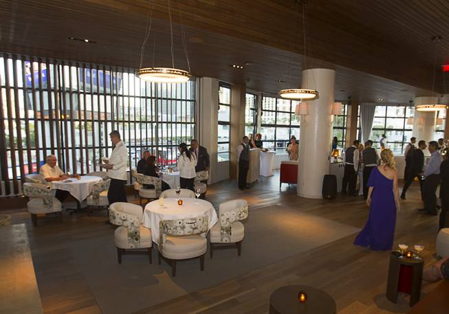 A view of a dining area during the VIP grand opening of Giada, the first Giada De Laurentiis restaurant, on Monday, June 2, 2014, in the Cromwell. The restaurant opens to the public Tuesday.