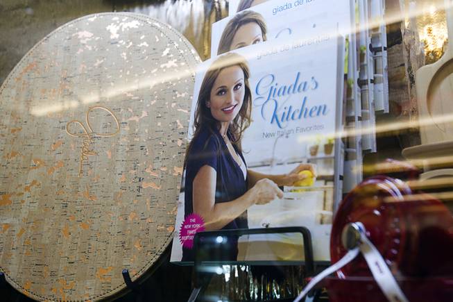 A cookbook by Giada De Laurentiis is displayed during the VIP grand opening of Giada, the first Giada De Laurentiis restaurant, on Monday, June 2, 2014, in the Cromwell. The restaurant opens to the public Tuesday.
