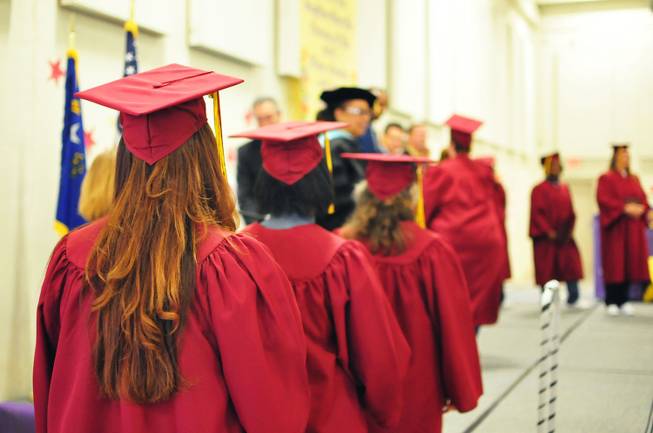 The Clark County School District recognized more than 70 inmates at the Florence McClure Women's Correctional Center who graduated from the district's adult education program with high school diplomas, GEDs and vocational certificates on Tuesday, June 3, 2014.