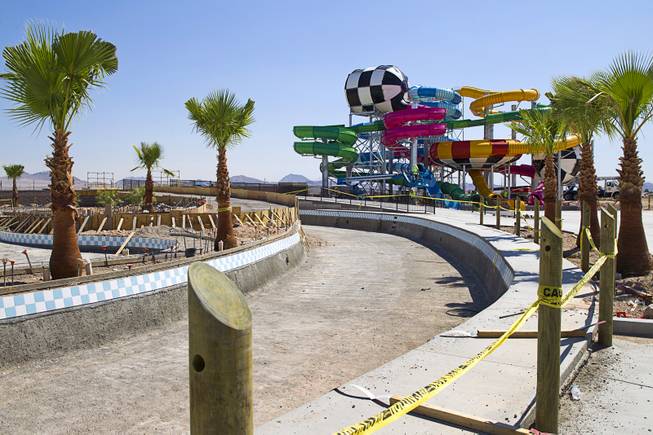 A view of the Cowabunga Bay water park under construction in Henderson Thursday, June 5, 2014. Developers announced that the water park will open July 4. The park includes a 32,000-square-foot wave pool, water slides and a 1,200-foot-long lazy river.