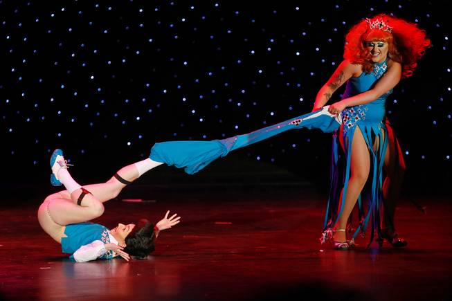 Kitten n Lou perform during the 2014 Burlesque Hall of Fame's Tournament of Tease competition Saturday, June 7, 2014 at the Orleans.