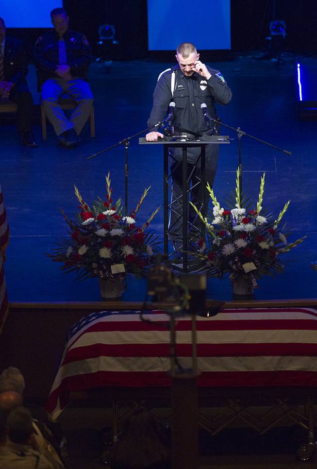 Robert Soldo, the older brother of Metro Police officer Igor Soldo, speaks at his brother's funeral at Canyon Ridge Church Thursday, June 12, 2014. Igor Soldo and Metro Police Officer Alyn Beck where ambushed and killed by Jerad and Amanda Miller while eating lunch on Sunday, June 8.