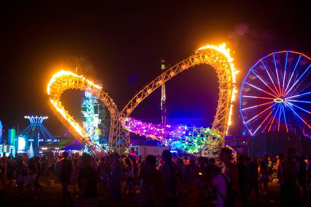 A mixed-media art installation is seen during night 2 of EDC, Saturday June 21, 2014 at the Las Vegas Motor Speedway.